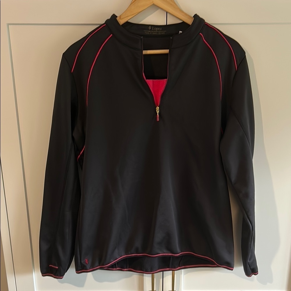 Lopez Golf Overshirt Fleece Lined Stretchy 1/4 Zip Black/pink Size Large